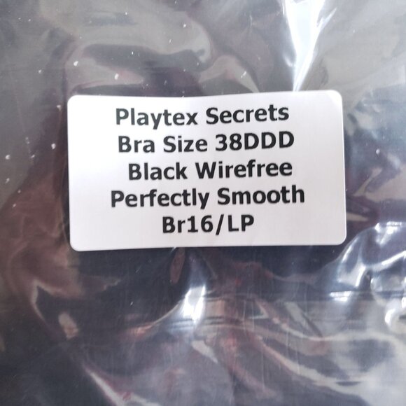 Playtex Secrets Bra Size 38DDD Black Wirefree Perfectly Smooth - Picture 7 of 7